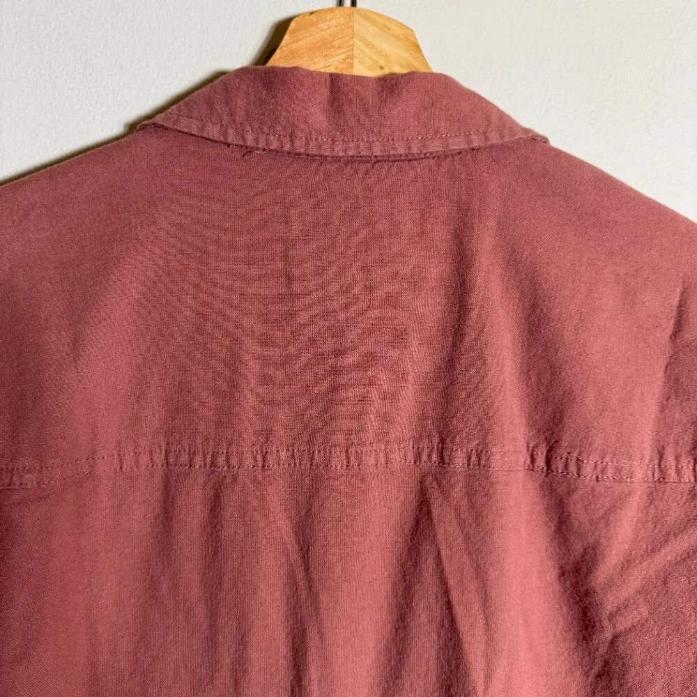 Abercrombie & Fitch Long Sleeve Button Down Collared Shirt Dress Women's XLT Red - Image 12