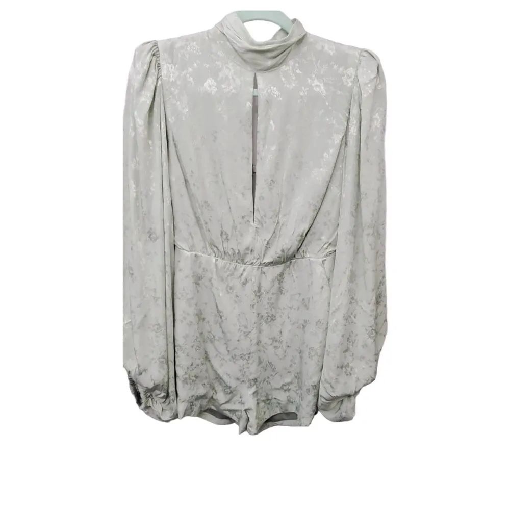 Lovers + Friends NEW Gabriela Jacquard Floral Romper Jade Green - Image 6