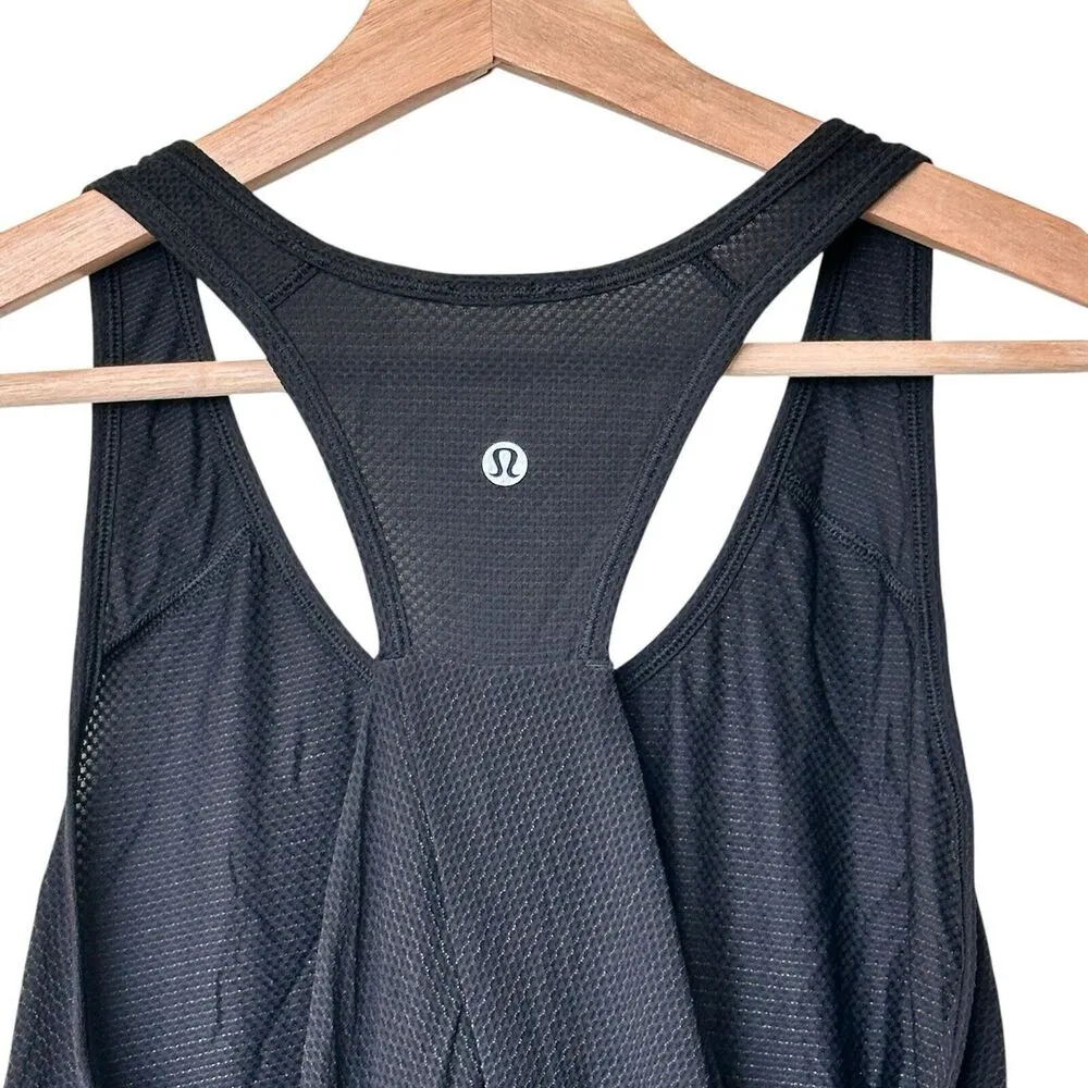 Lululemon 6 Just Pleat It Tank Black Pleated Mesh Back Panel Active - Image 6