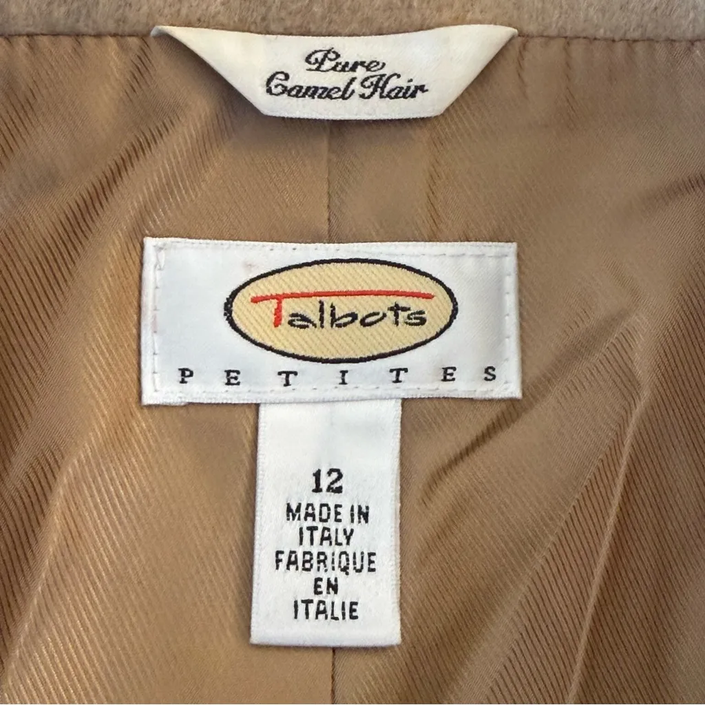 Vintage Talbots 12 Petite Pure Camel Hair Tan Brown Short Peacoat Toggle Close - Image 5