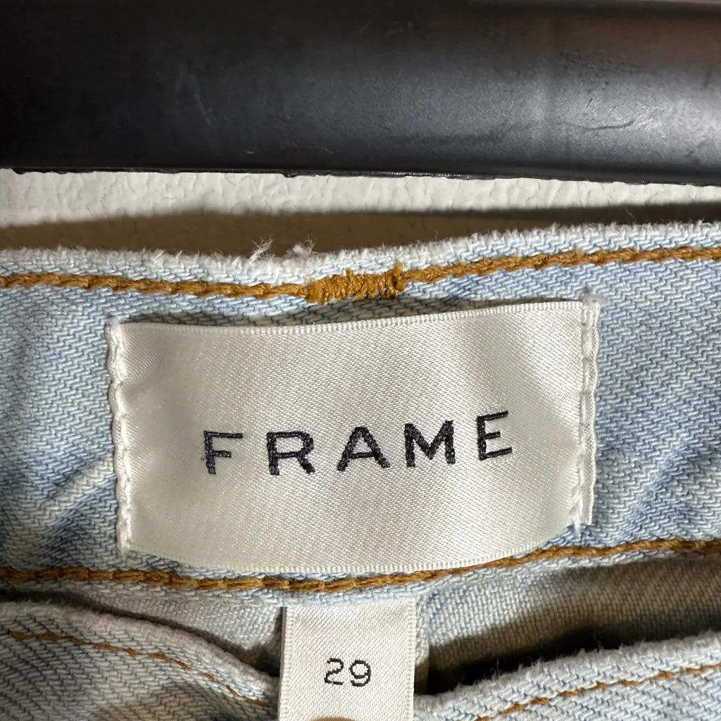 Frame The Lax Wisp Raw Fray Flare Wide Leg Denim Jeans Women's 29 Blue $298 NWOT - Image 10