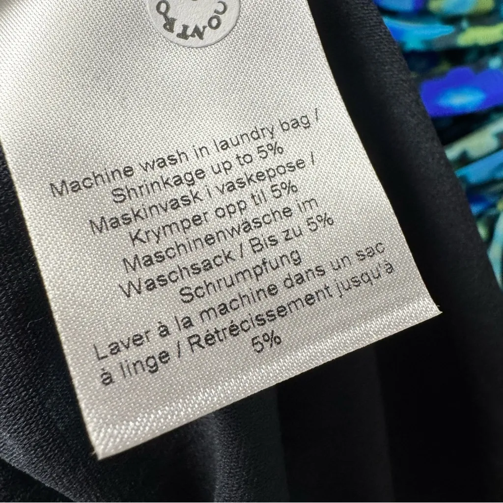 NEW Ganni Floral Print Mesh Short Sleeve Mini Dress Ruched Azure Blue EU 38 $250 - Image 10