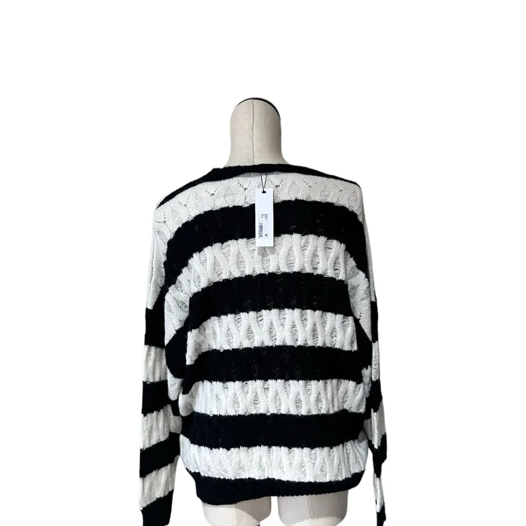 NWT Steve Madden KARLI SWEATER Striped Black White Medium Wool Blend - Image 13