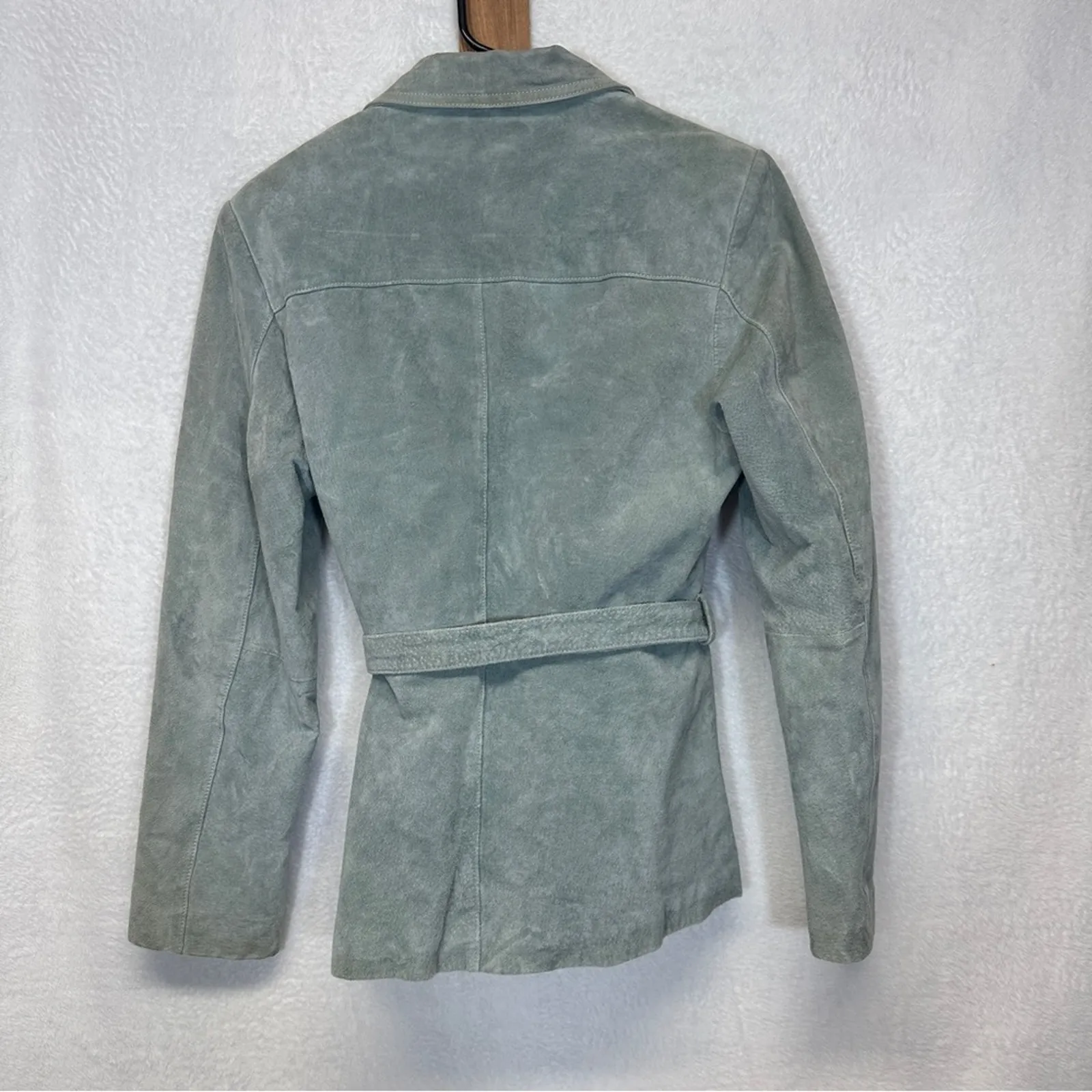 Wilsons‎ Leather Light Green Long Sleeve 100% Genuine Leather Button Jacket Sz M - Image 4