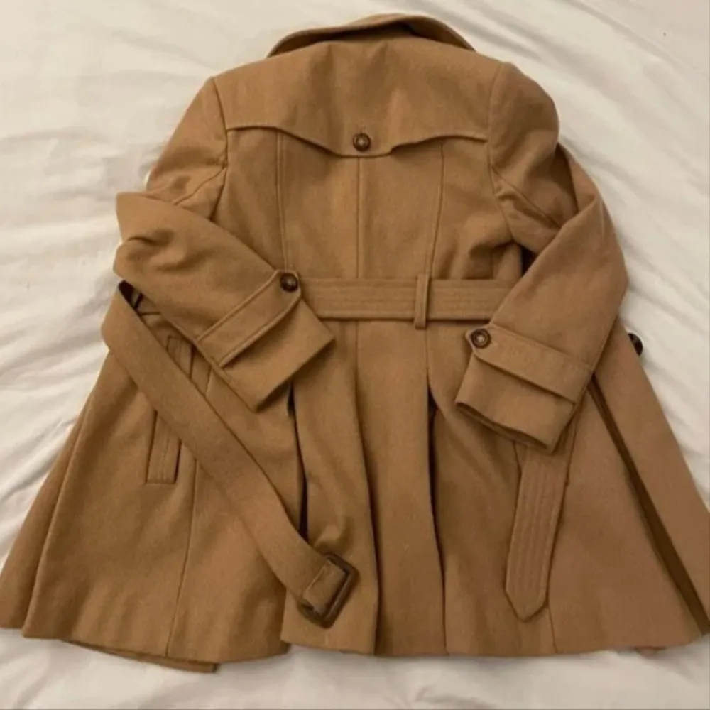 Moda International Tan Wool Coat Size 4 - Image 6