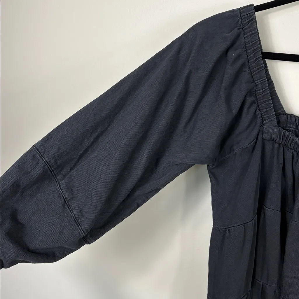 Free People Lou Jean Babydoll Dress Long Sleeve Women’s Size Small Dark Gray - Image 5