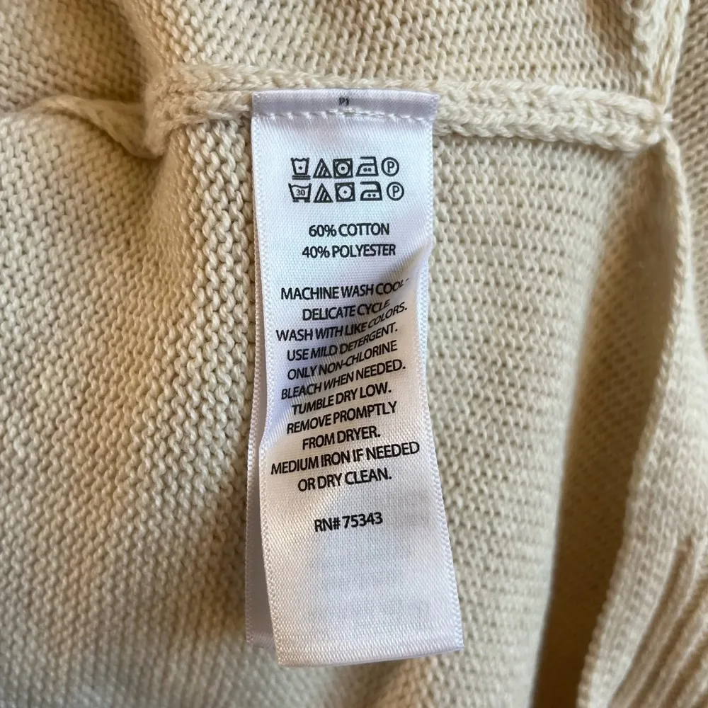 Tahari Sweater Cream V Neck Center Seam High Low Knit Sz XL NWT Great Gift! - Image 7