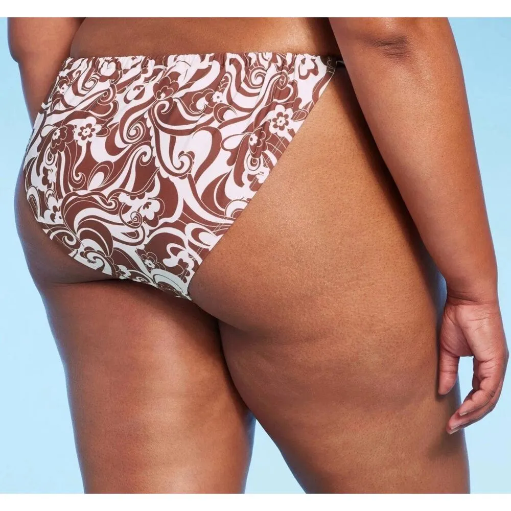 Wild Fable Low Rise High Leg Side Tie Brown Cheeky Bikini Swim Bottom 3X 24-26 - Image 2