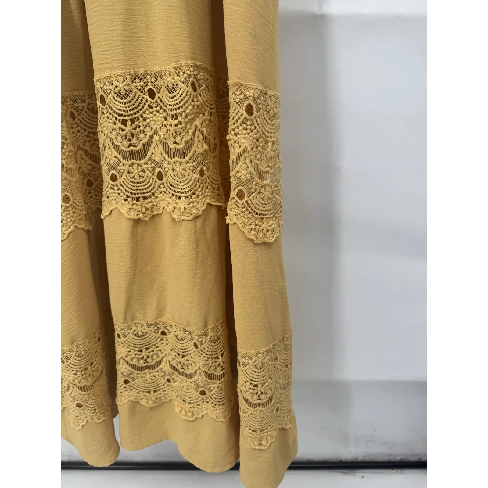 Baltic Born Maxi Dress Women Small Mustard Yellow Peasant Cottage Bohemian Farm - Image 8