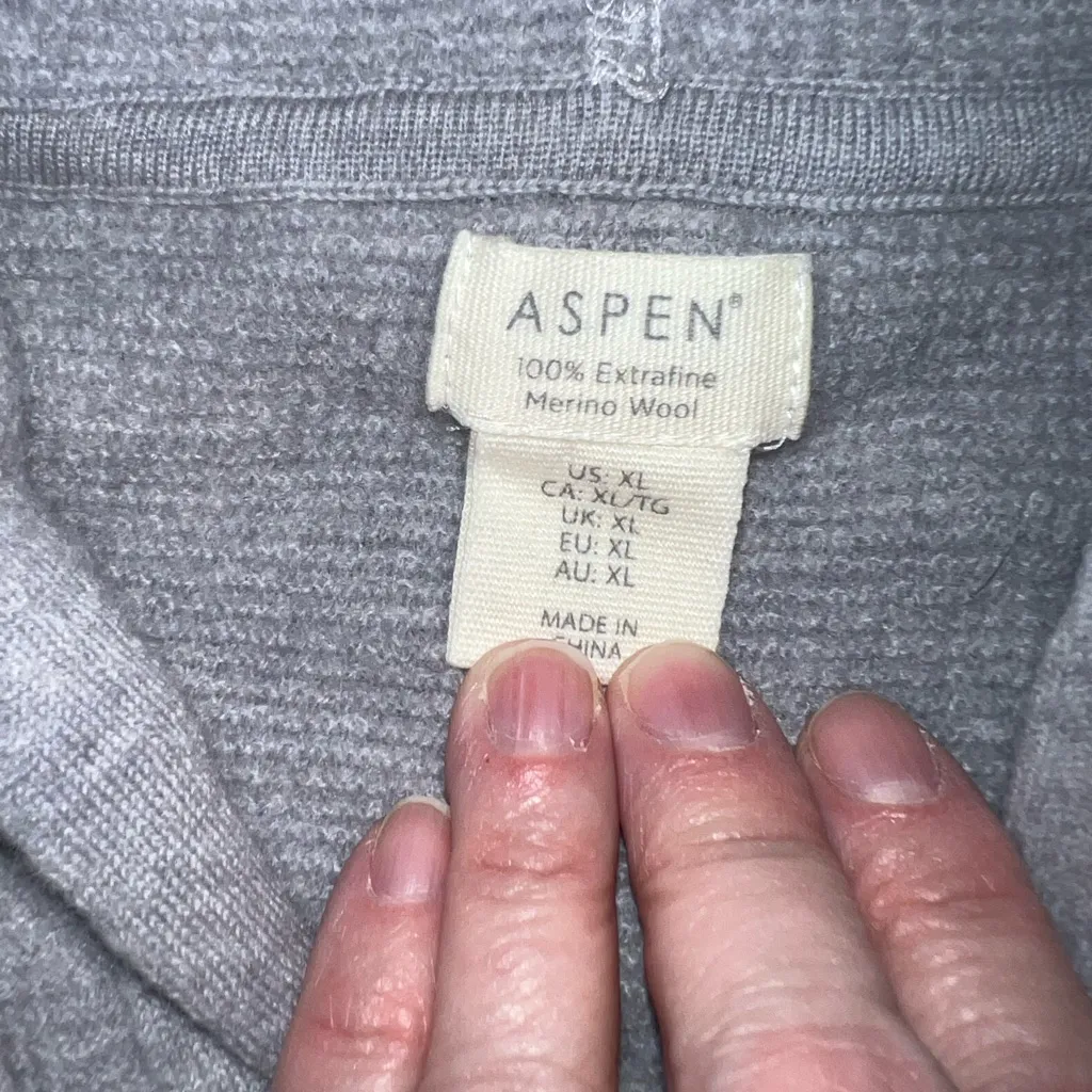 Cozy Aspen Extra Fine Merino Wool Gray Hoodie Sweater! Size XL - Image 7
