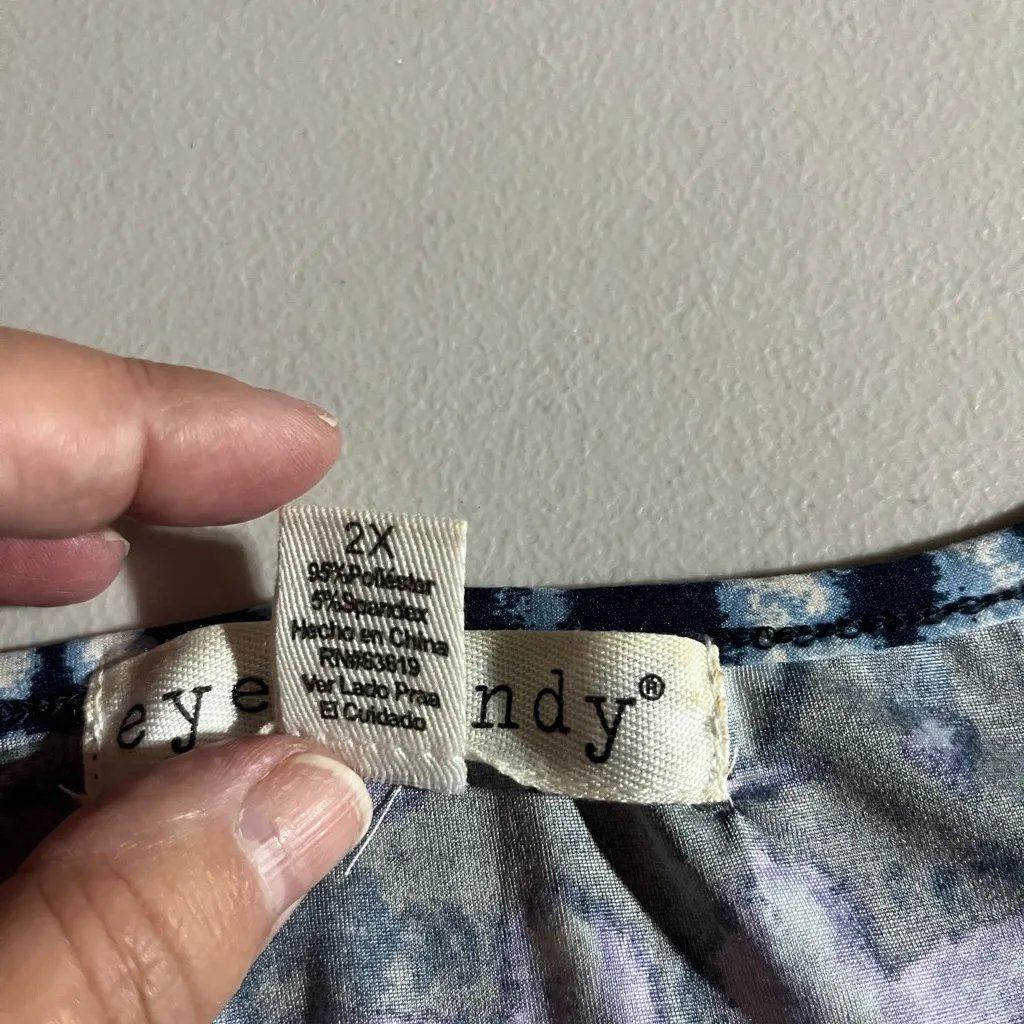 EYE‎ CANDY 2X TIE-DYED DRESS WITH 3/4 SLEEVE CRISS CROSS OPEN PATTERN TO SLEEVE - Image 4