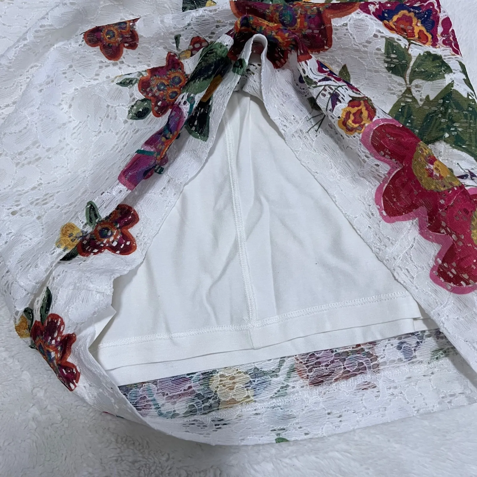 Desigual Vest Karlin White Lace Floral Embellished Sheath Dress Size 40 EU 6 US - Image 9