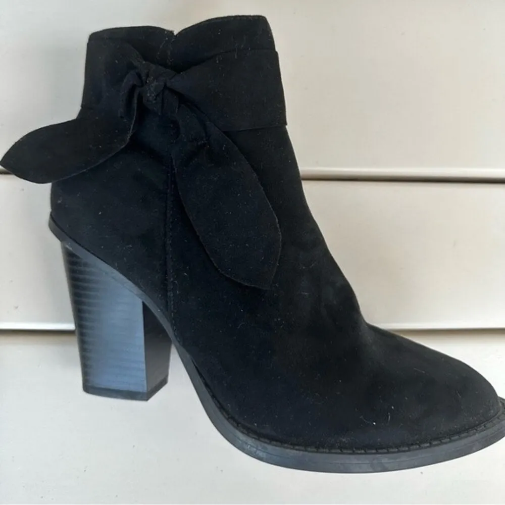 Del Mar NWOT Suede Bow Block Heel Ankle Boot Bootie Southwestern Bohemian Size 7 Black - Image 4