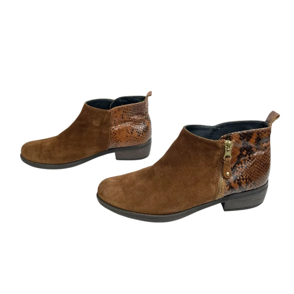 Eric Michael Brown Suede Leather & Snakeskin Ankle Boots Booties - Image 6