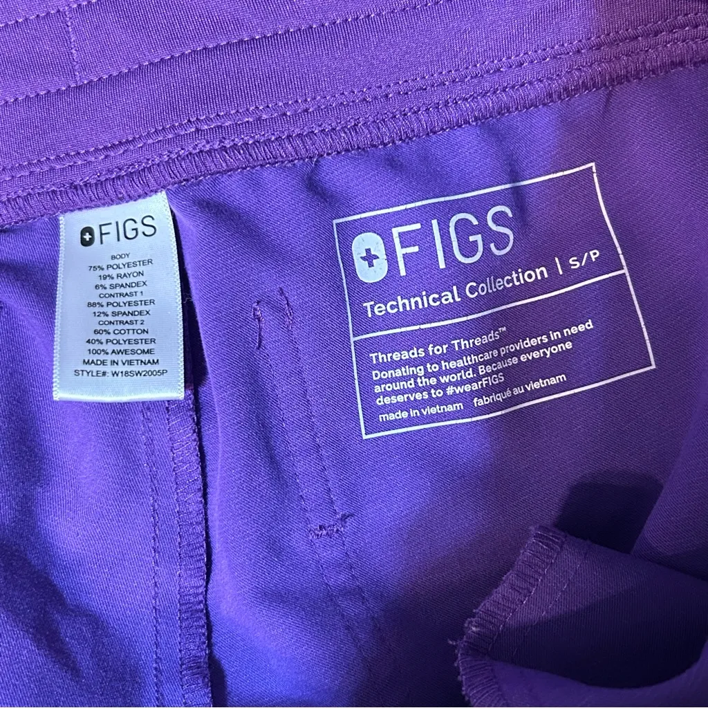 Figs Zamora Jogger Scrub Pants Limited Edition Ultra Violet Purple Small Petite - Image 6