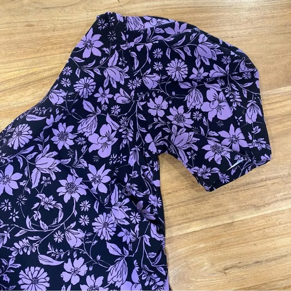 Free People Black Purple Floral One Shoulder Somethin' Bout You Bodysuit Size S - Image 8