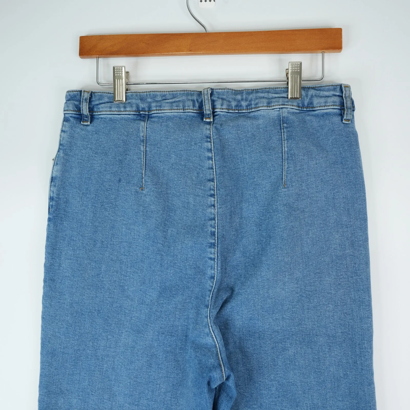 Asos Jeans Womens 34/36 (30x33) Tall Blue High Rise Flare Stretch Slit Hem - Image 4