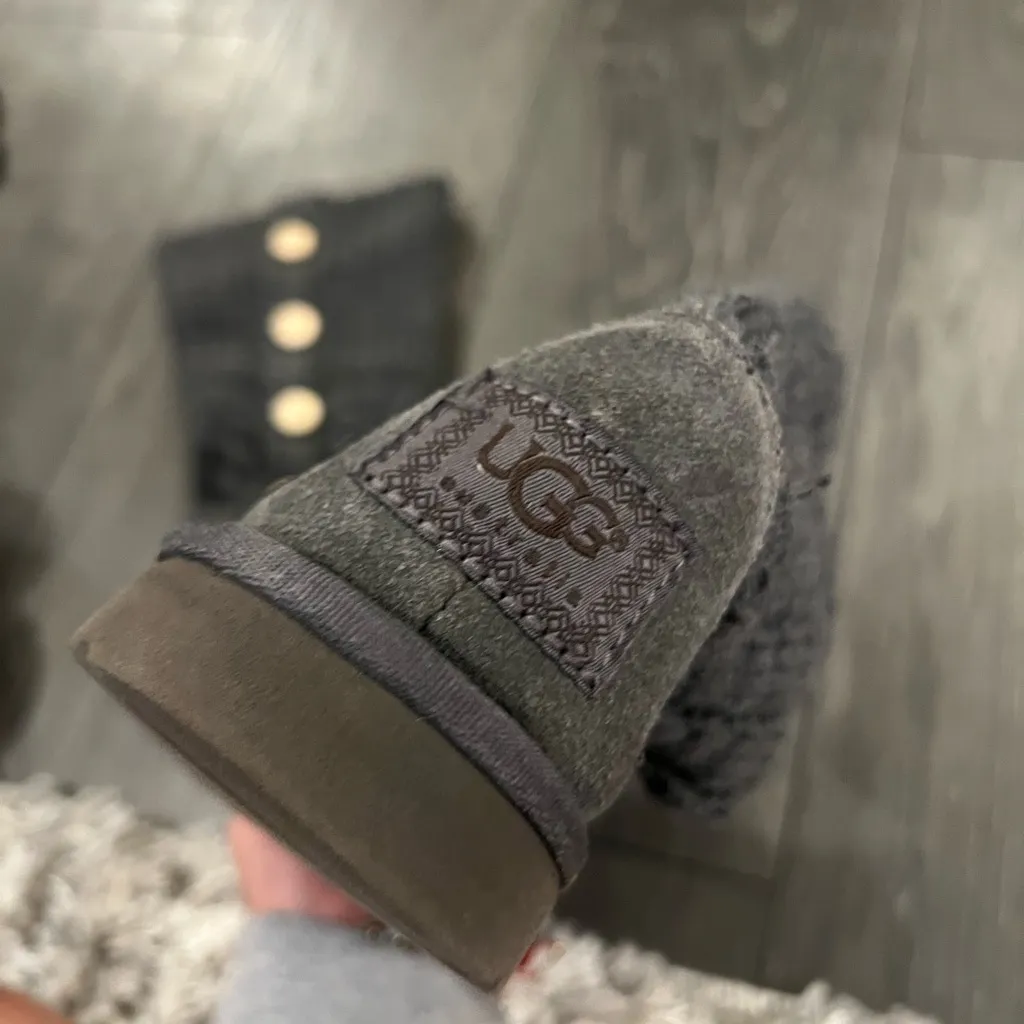 UGG Black Knit Boots with Button Accents - Image 3