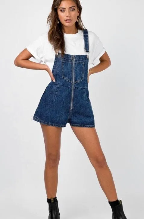 Princess Polly Distressed Denim Short Overalls - Image 2