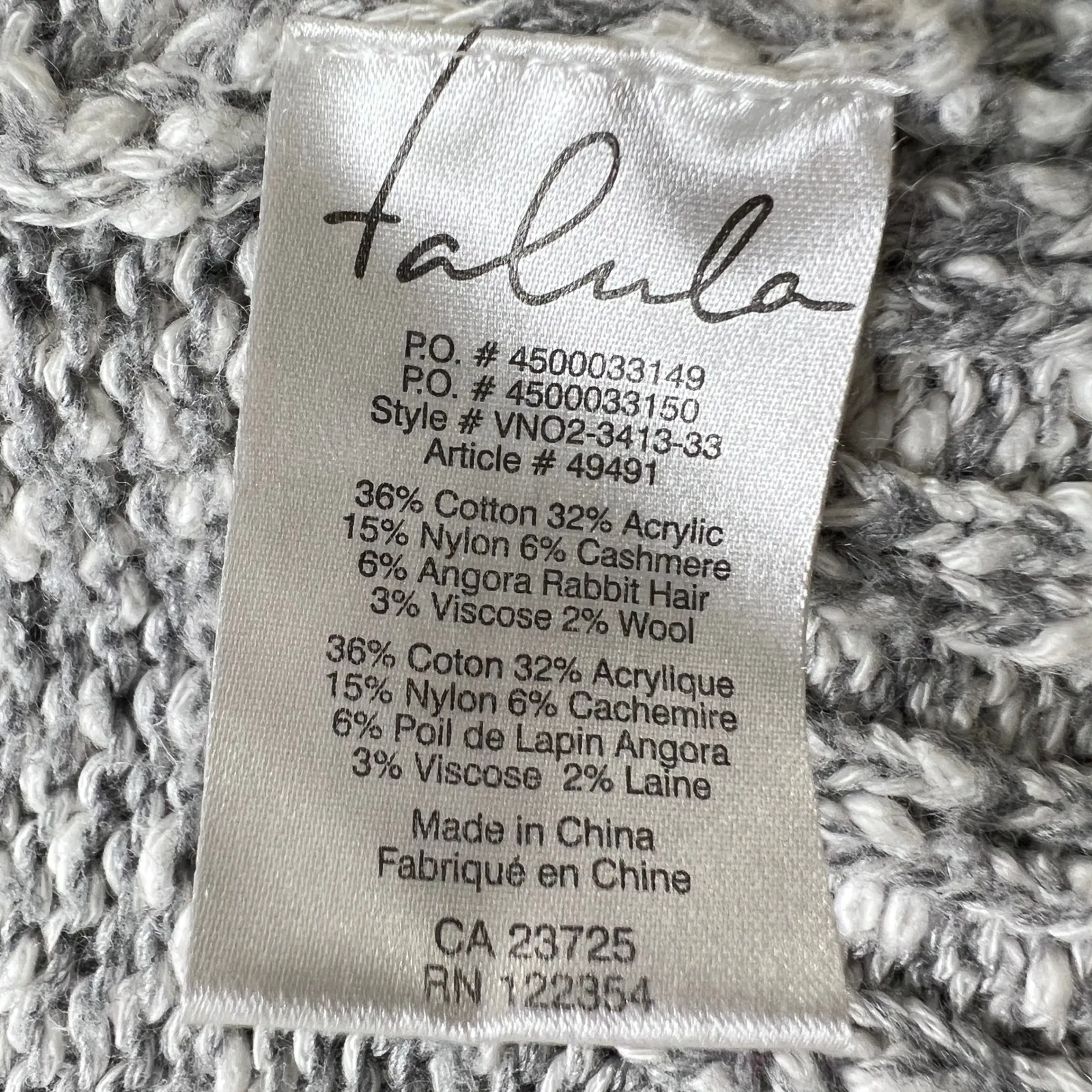 Talula Gray Marled Open Front Sweater Angora Wool Cashmere Blend Cozy Cardigan - Image 4