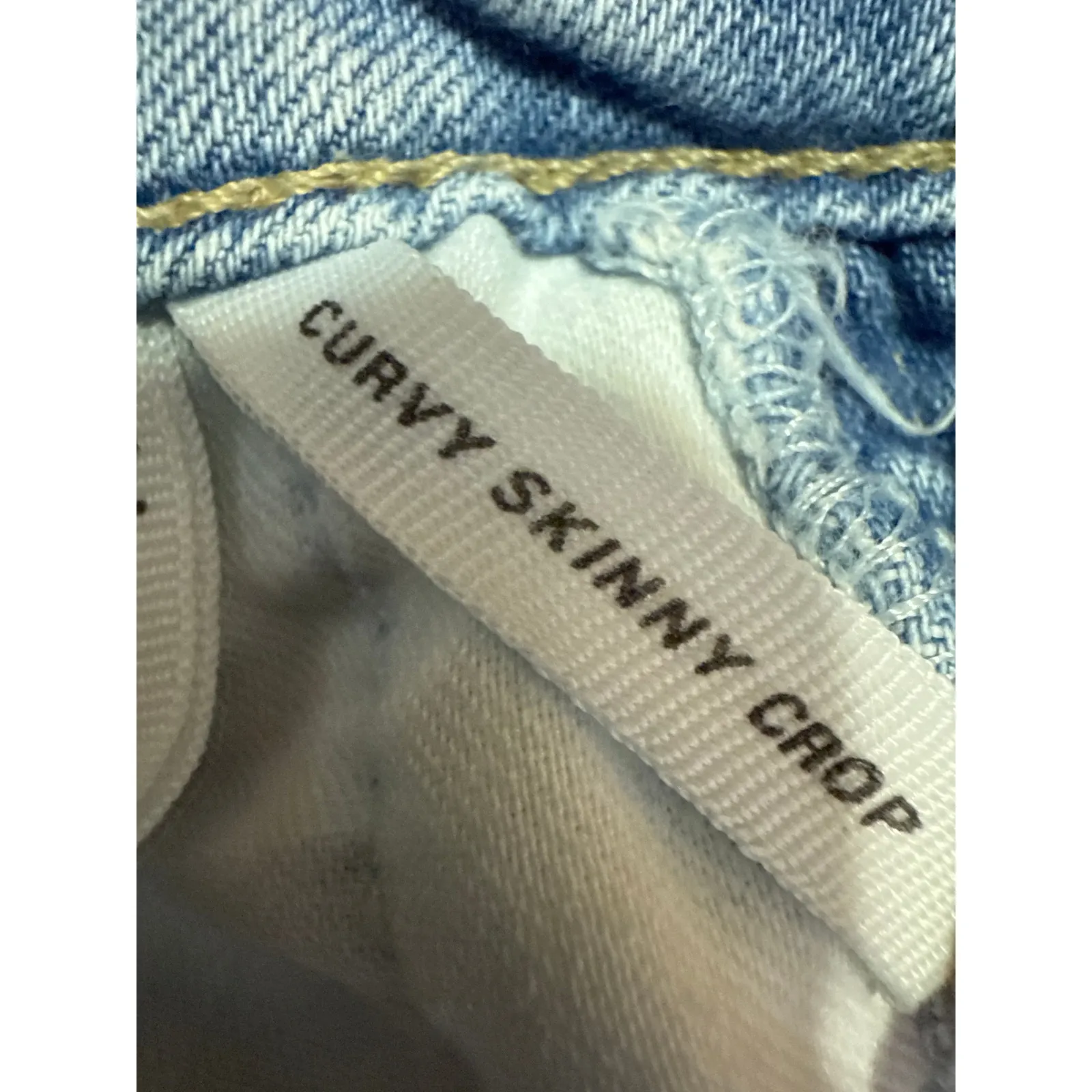 Ann Taylor Loft Curvy Blue Skinny Mid Rise Frayed Raw Hem Denim Jeans Pants 26 - Image 5