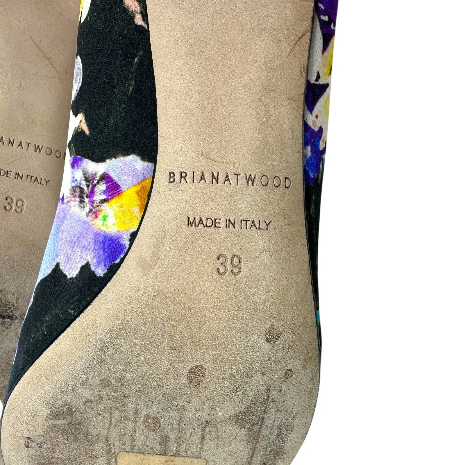 Brian‎ Atwood Jael Kitten Heel Pumps Satin Floral Embellished Size 39 US 8 - Image 12