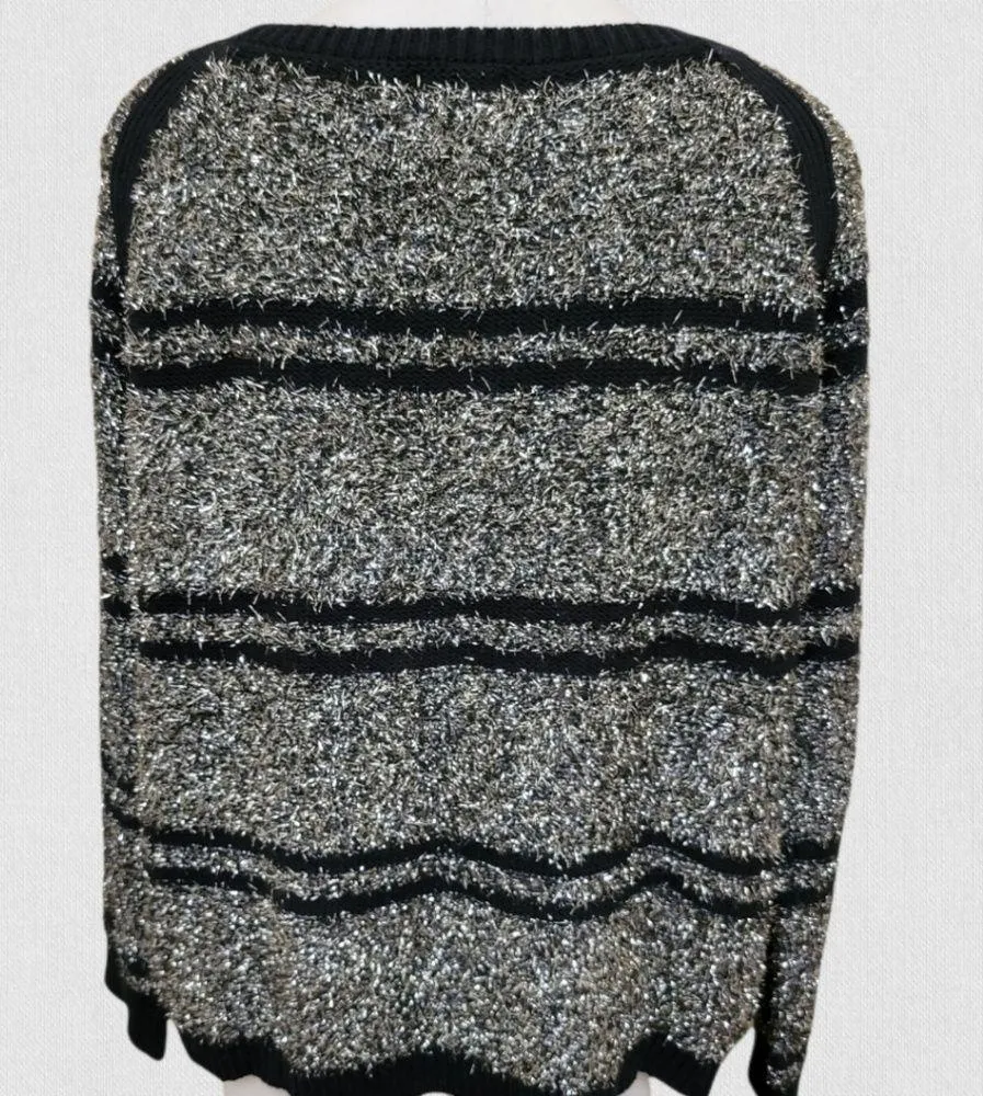 Ruby Rd. Sweater Soiree Ballet Neck Long Metallic Pullover Sweater Size Medium - Image 6