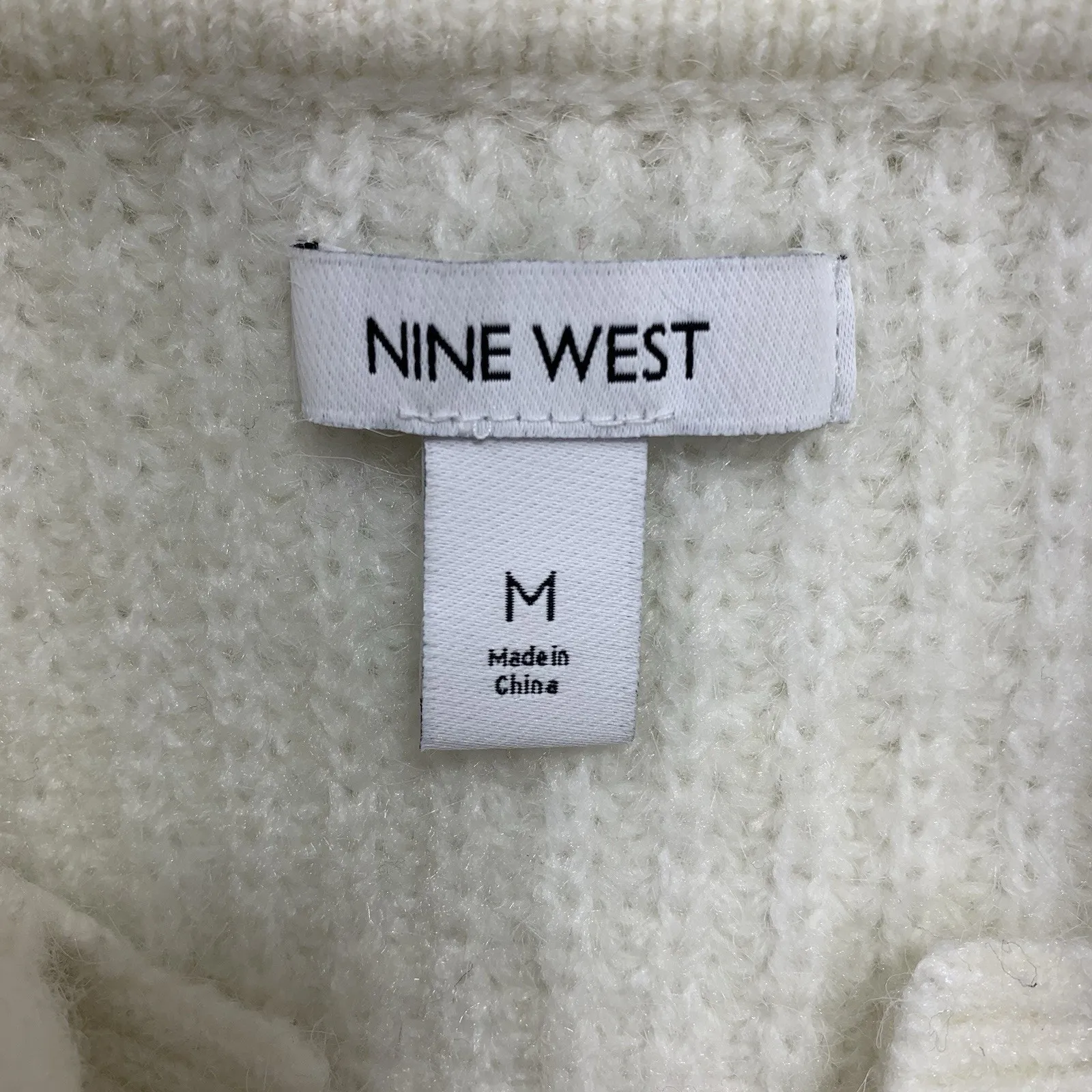 Nine West Sweater Womens Size M White Knit Pullover - Image 8