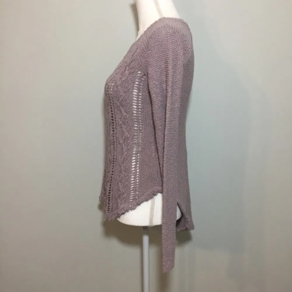 Light Purple Open Cable Knit Sweater Raw  New - Image 2