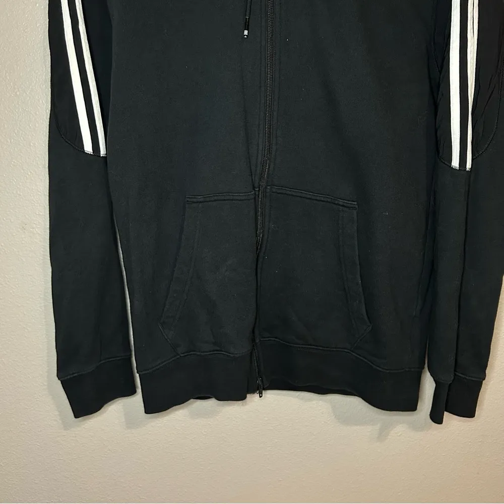 Adidas black & white 3 stripe full zip sweater with nylon sleeves size S - Image 3