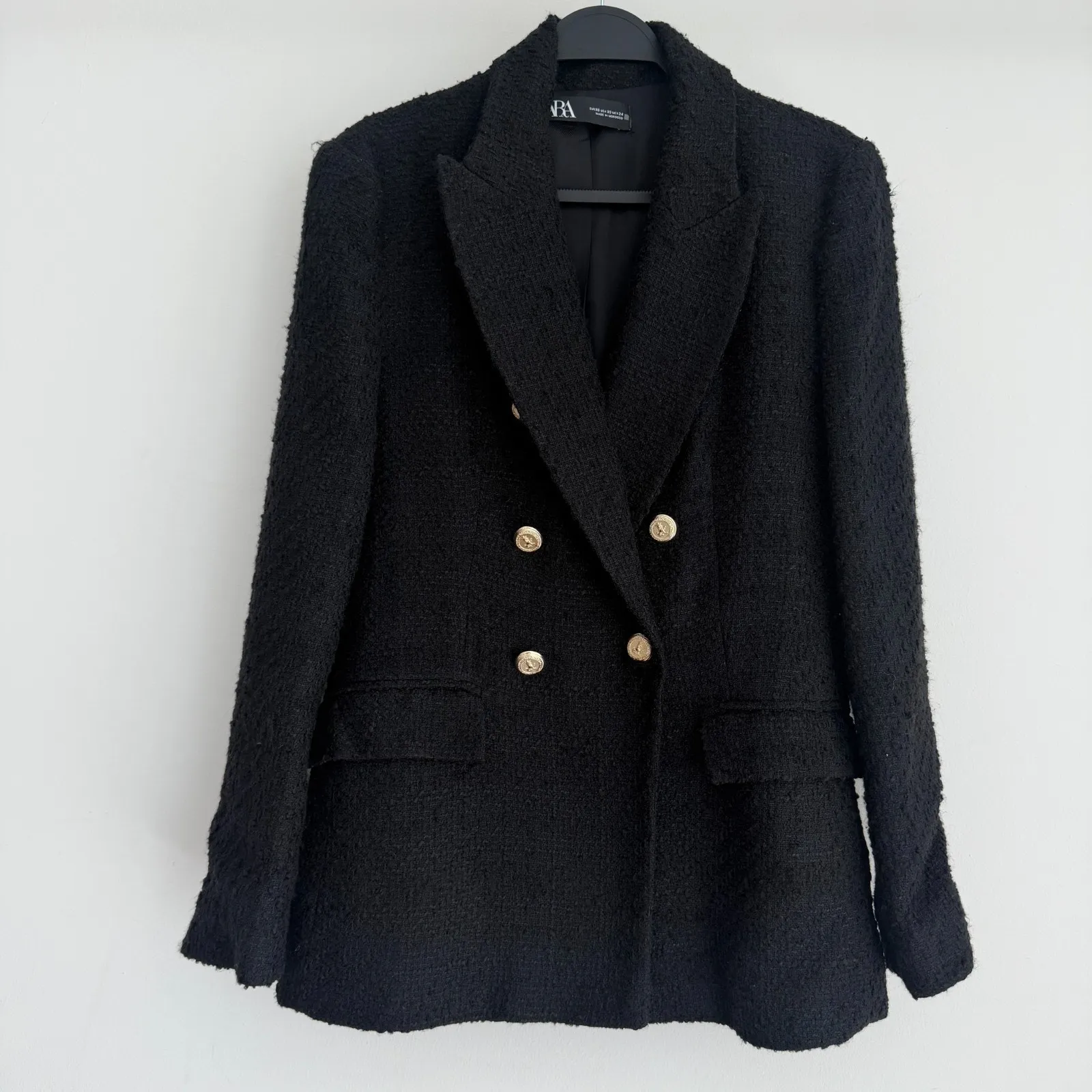 Zara Tweed Jacket Women XS Double Breasted Blazer Equestrian Quiet Luxury *READ* - Image 3