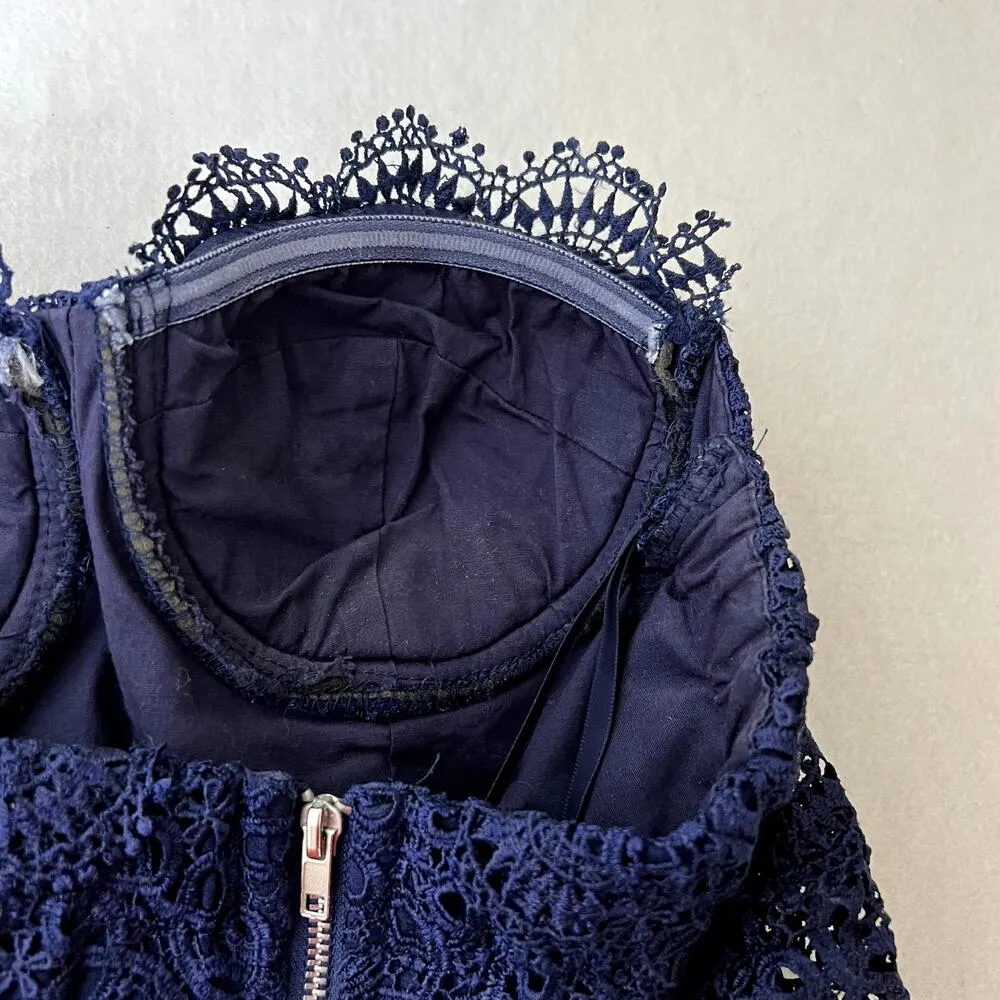 Hello Molly Navy Lace Strapless Bustier Romper - Image 7