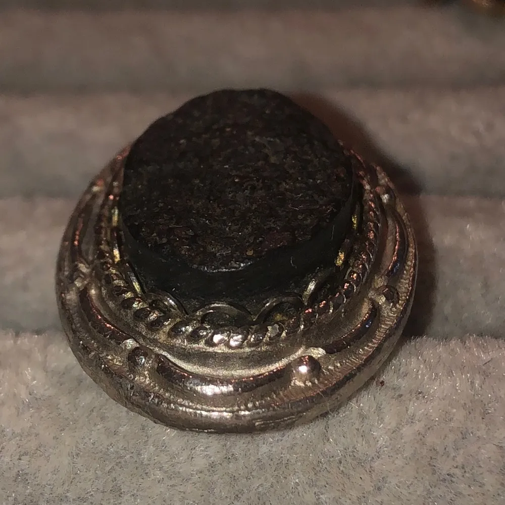 Adjustable Vintage Silver Tone & Black Oval Coal Design Boho Ring - Image 4