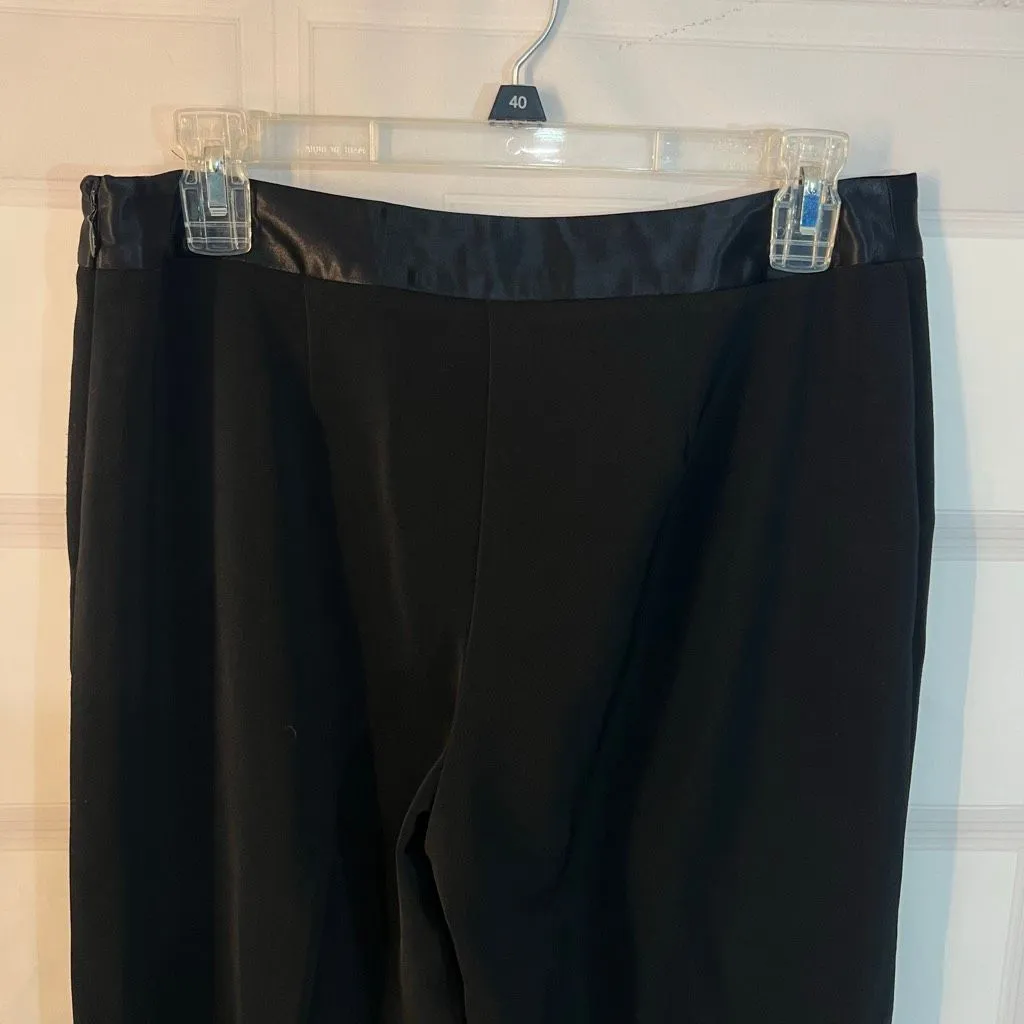 White House black market black wide leg satin trim pants size 8 - Image 5