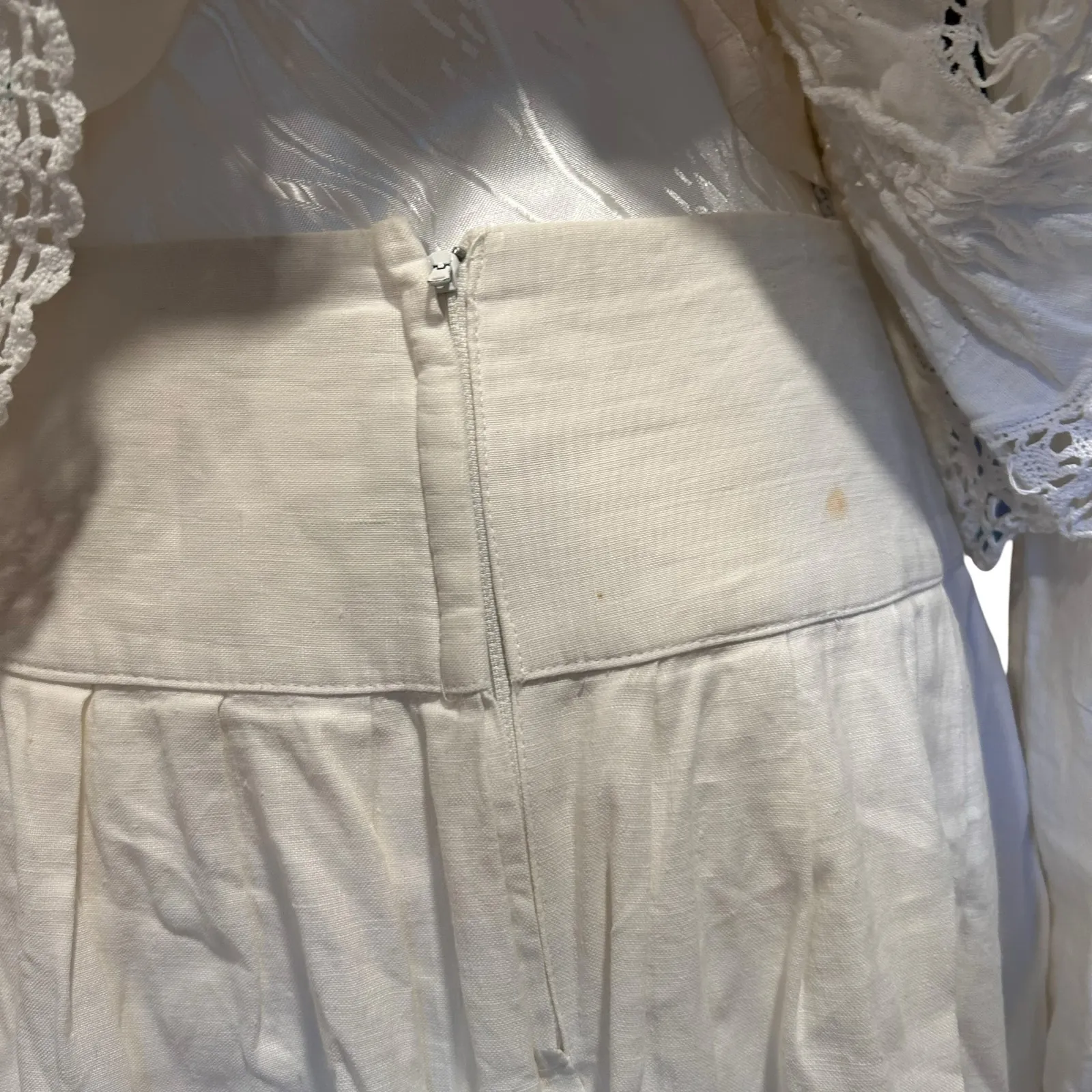 Vintage White Linen Skirt Set Women Sz Small Marie St Claire Lace Soft Girl Chic - Image 8