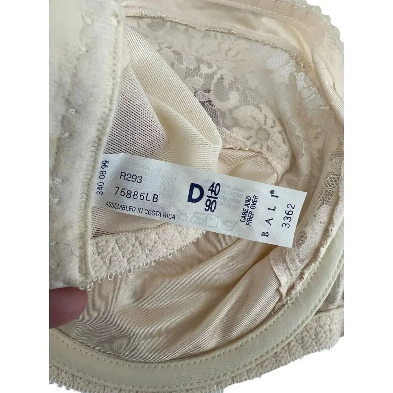 Vintage Bali Bra 3362 Minimizer Shiny Satin Lace Full Coverage 40D Discontinued - Image 4