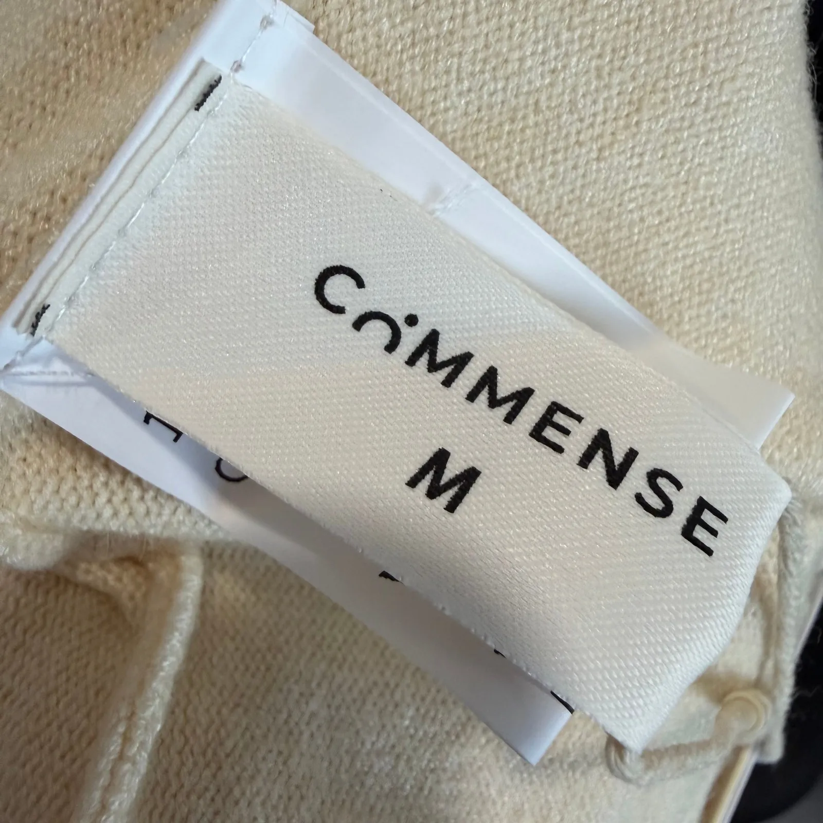 Commense Minimalist Skater Pleated Ivory Stretch Knit Sweater Mini Dress Medium - Image 3