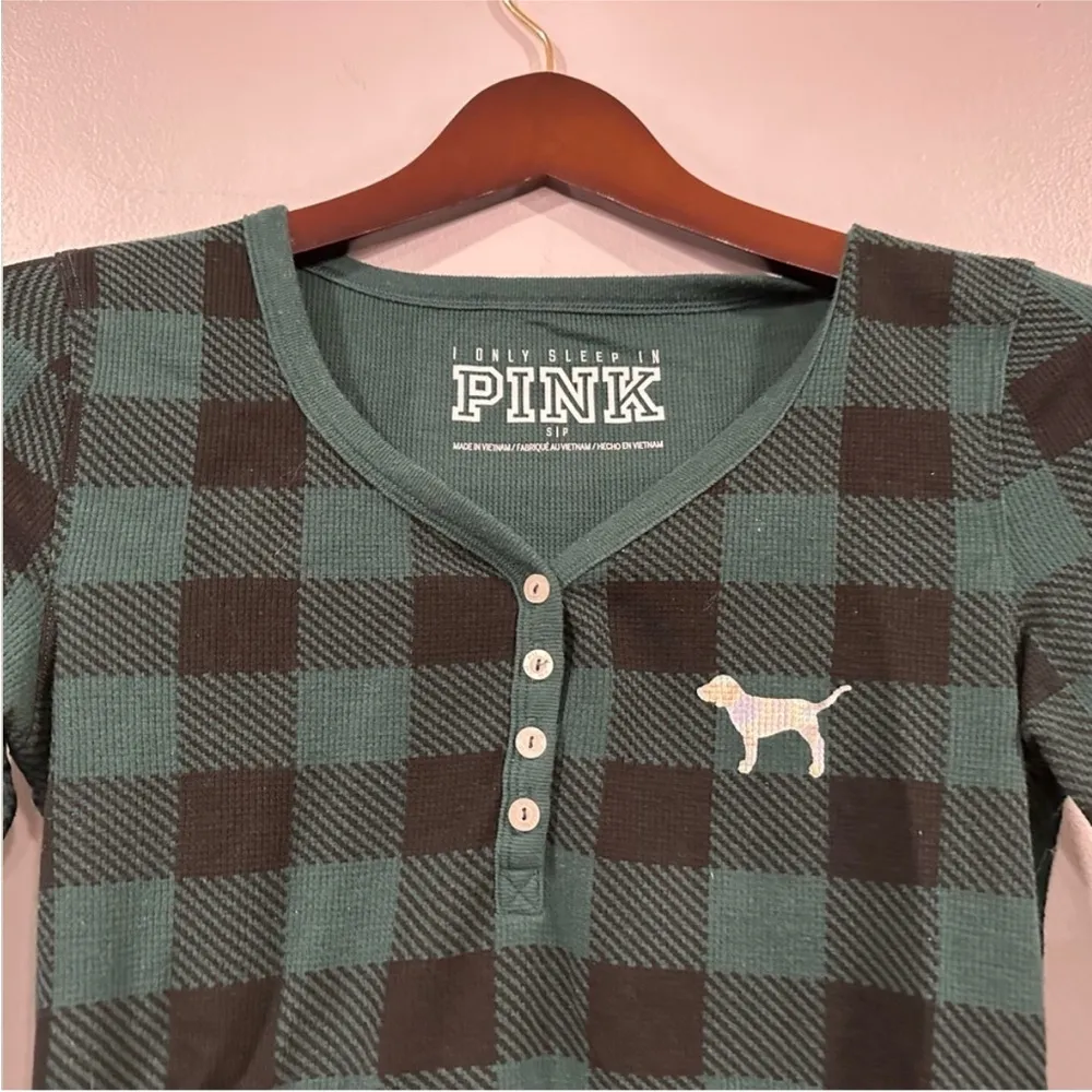 Victoria’s Secret PINK Green Plaid Sleep Shirt Small S - Image 2