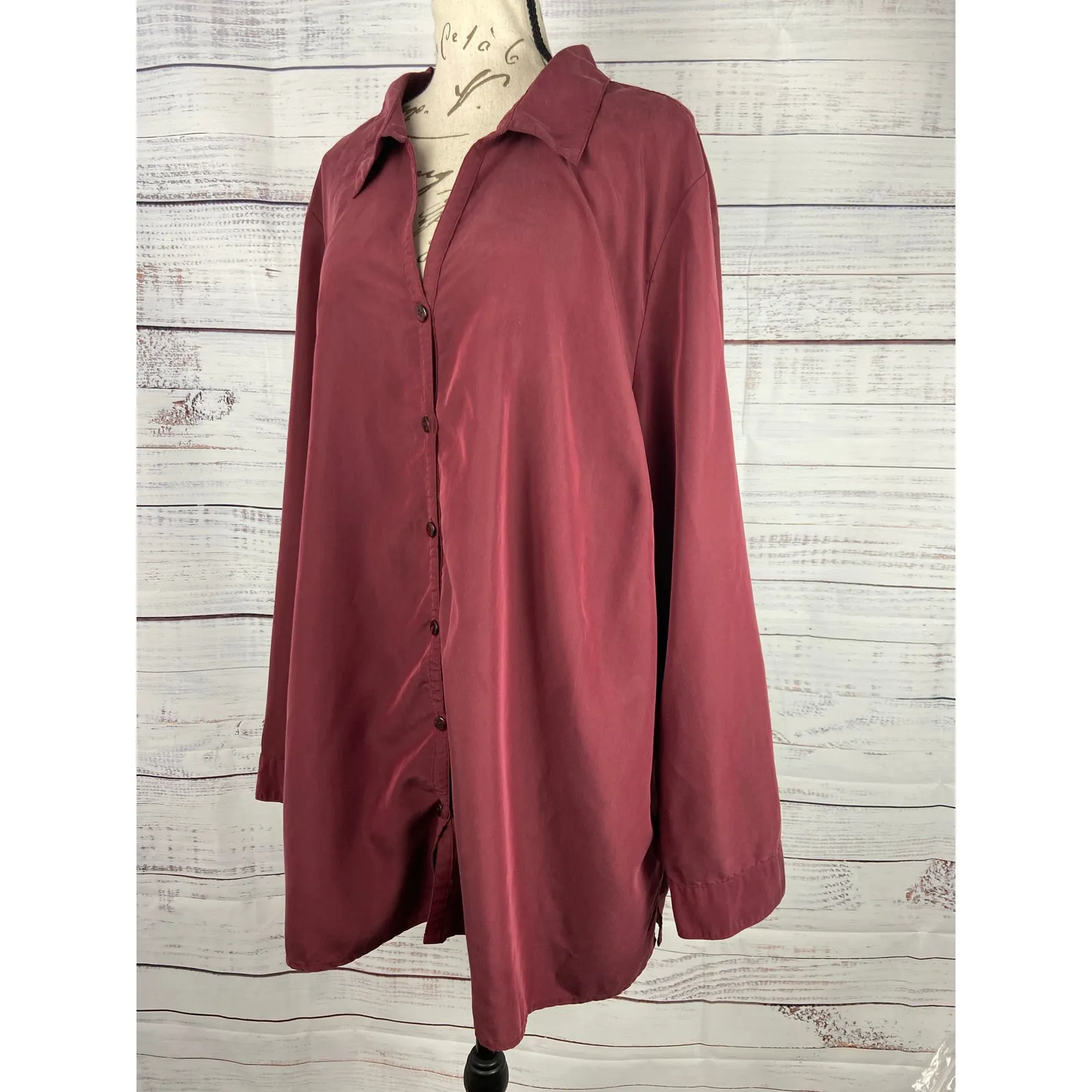 Catherines Button Front Shirt Womens 2X Collared Long Sleeve Modal Blend Purple - Image 5