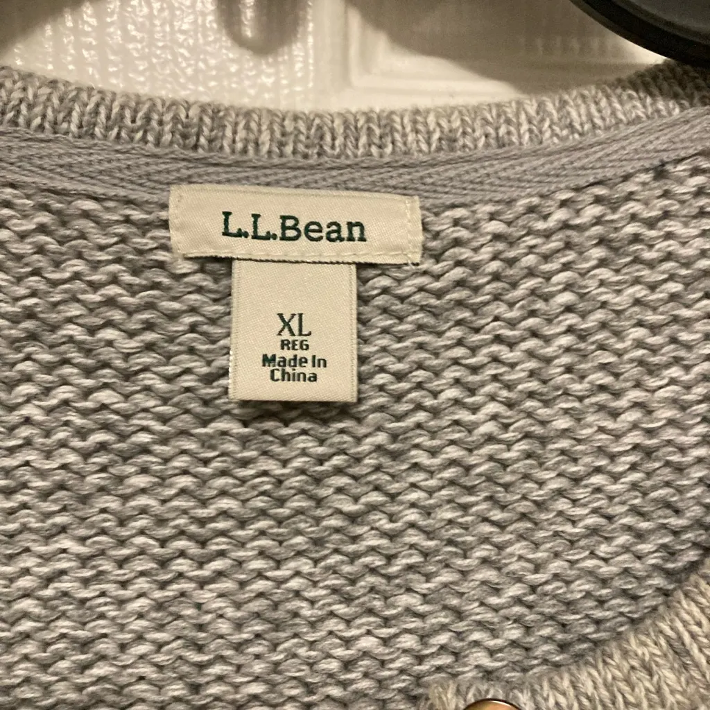 L.L. Bean Striped Button Down Cardigan Long Sleeve Sweater Gray Size XL - Image 2