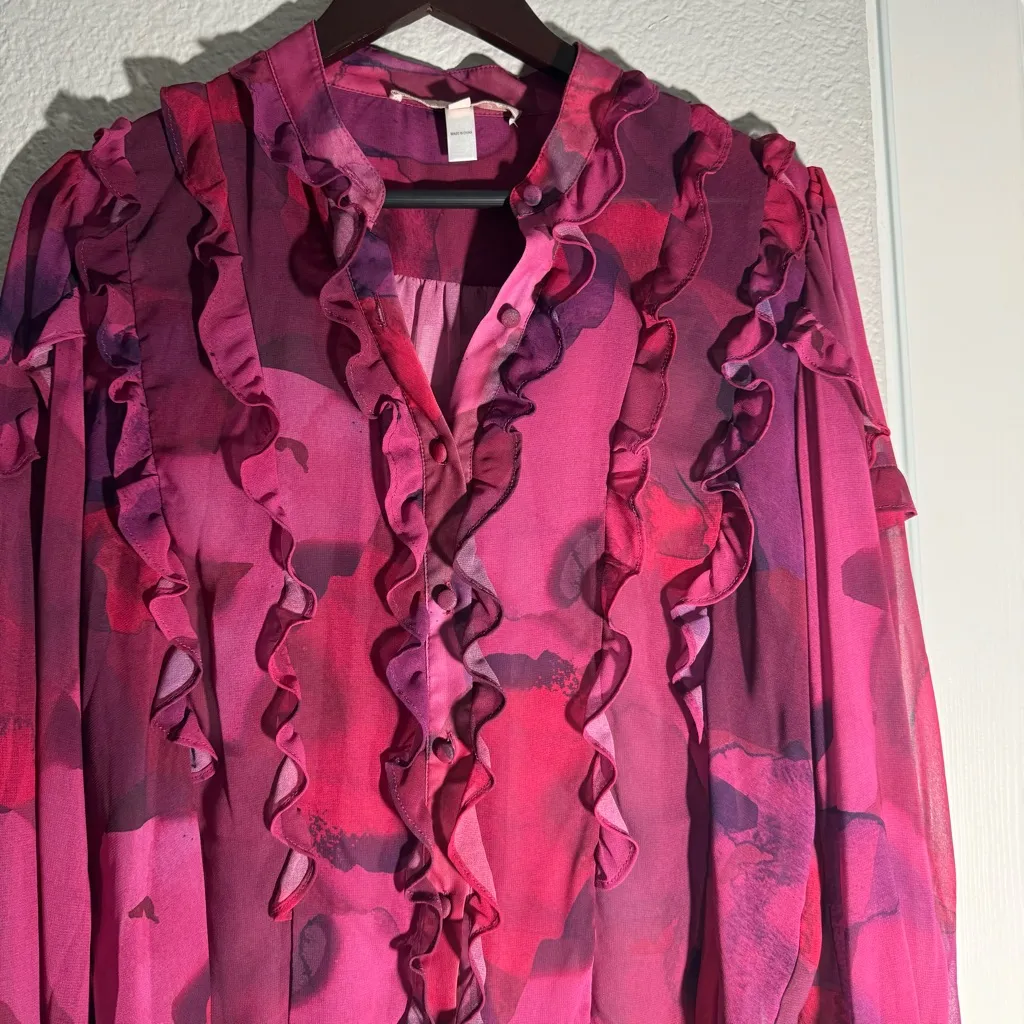 Hutch • Long Sleeve Blouse • Button Down • Small • Pink/purple - Image 5