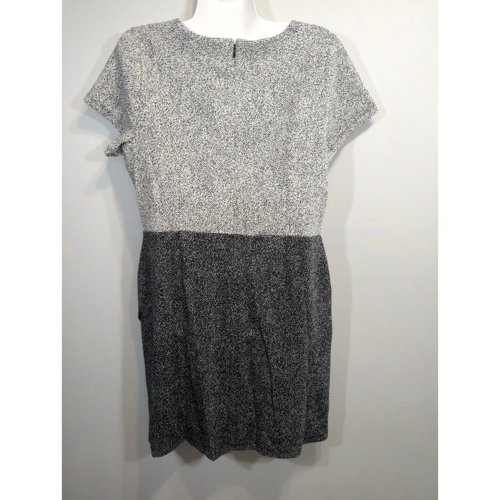 LOFT Speckled Wrap Sheath Gray & Black Dress Womens Size 12P NWT Preppy Modest - Image 6