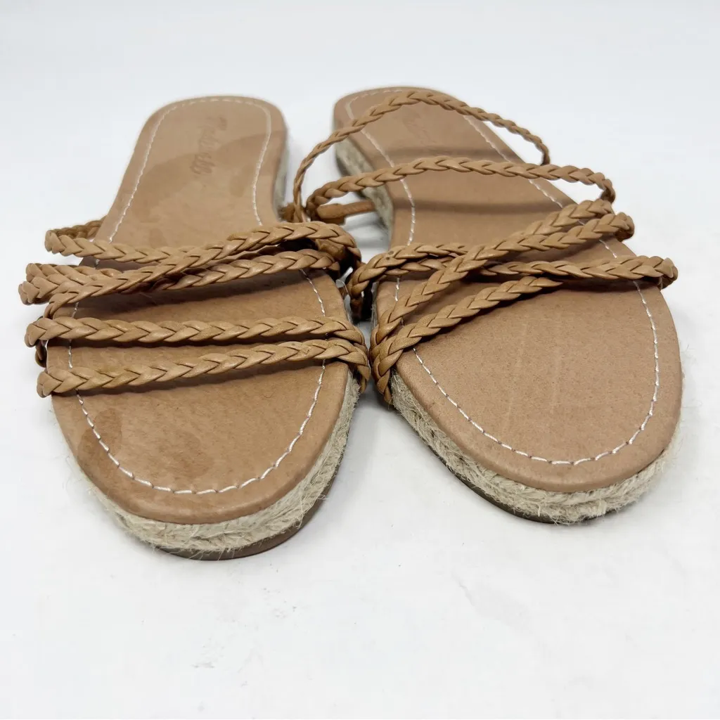 Madewell Tan Braided Espadrille Slides Size 8 Kathryn Leather Sandals - Image 5