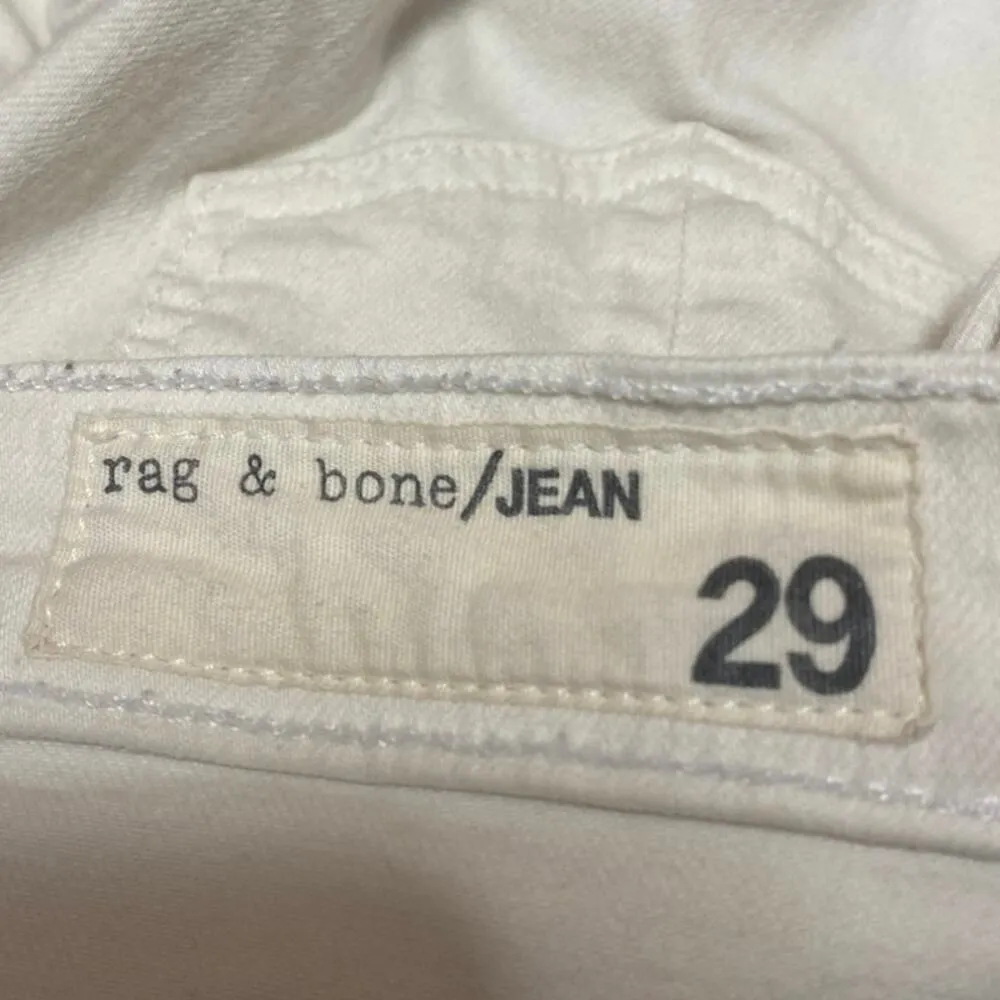 Rag & Bone Women's White Skinny Leg Mid Rise Zipper Biker Denim Jeans Pants 29 - Image 5