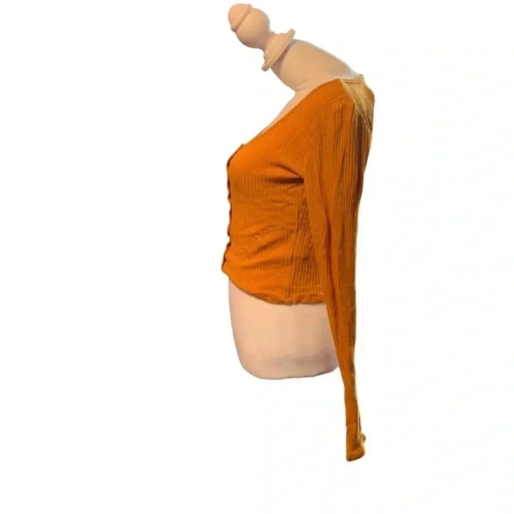 Garage women's small cropped long sleeve, mustard yellow - Image 3