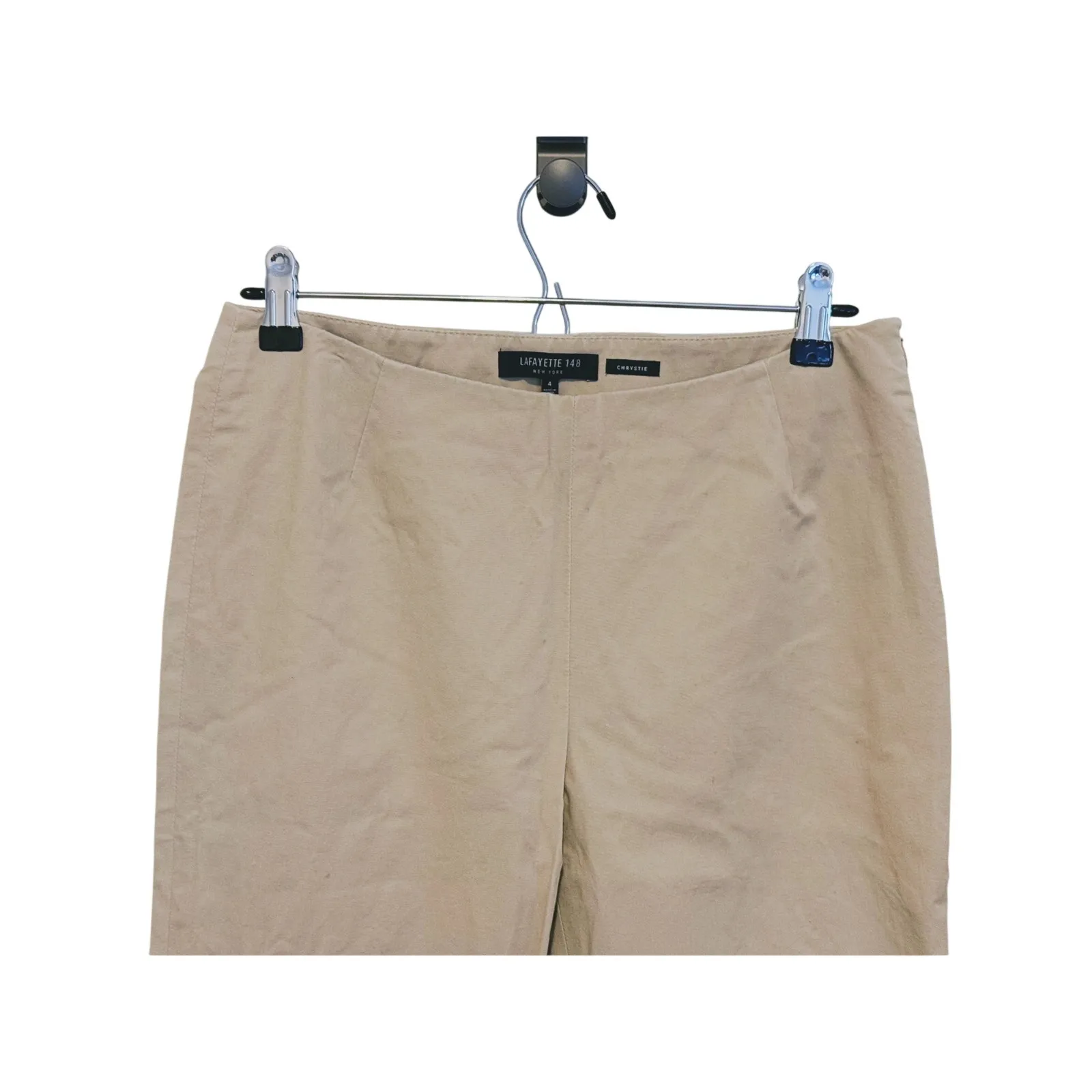 Lafayette 148 Quiet Luxury Chrystie Twill Pull On Ankle Pants 4 Minimalist Work Tan - Image 4