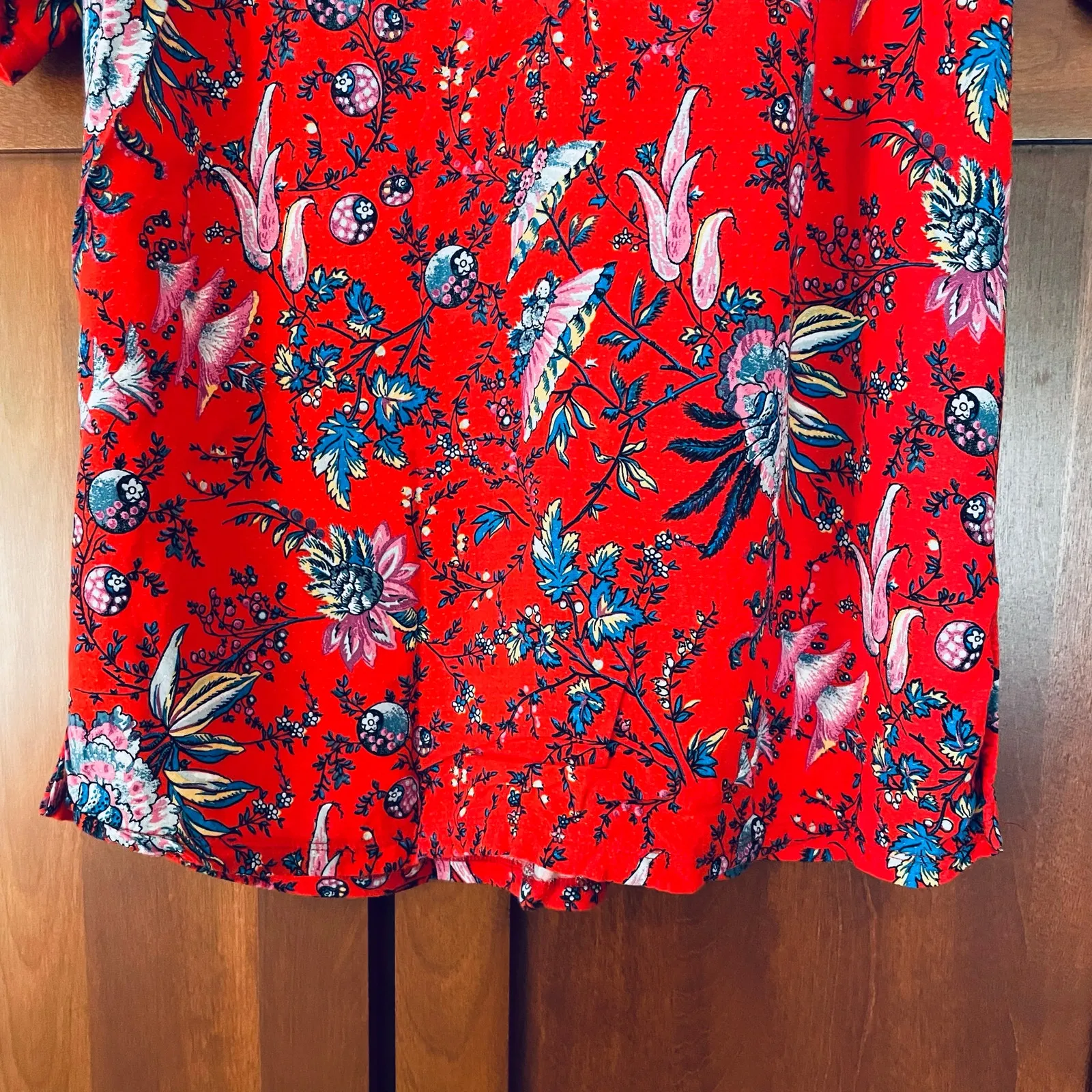 Anthropologie Maeve Blouse Floral Print Short Sleeve Size Small - Image 3