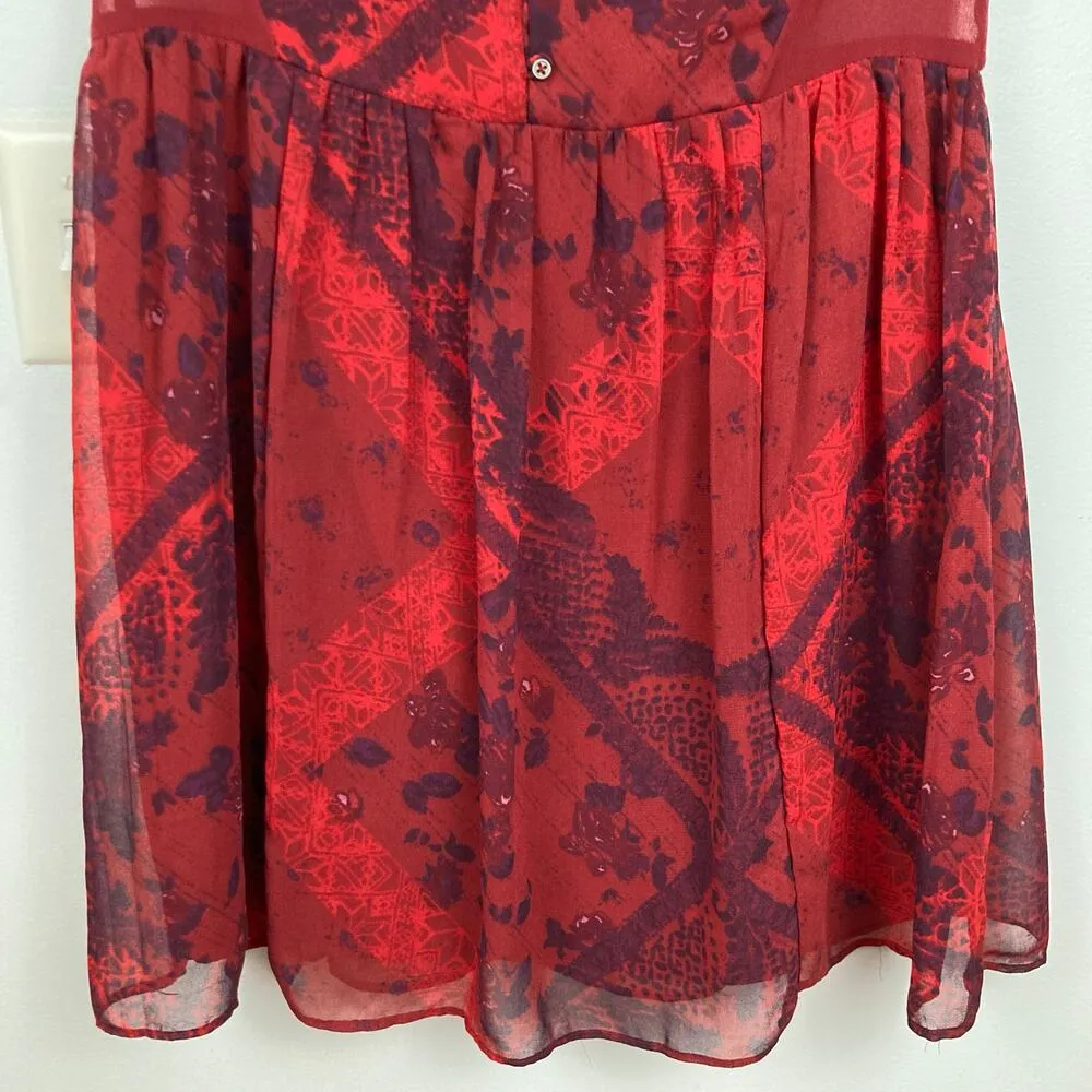 Urban Outfitters Ecote Women XS Red Paisley Babydoll Mini Dress Y2K Fairy Grunge - Image 8