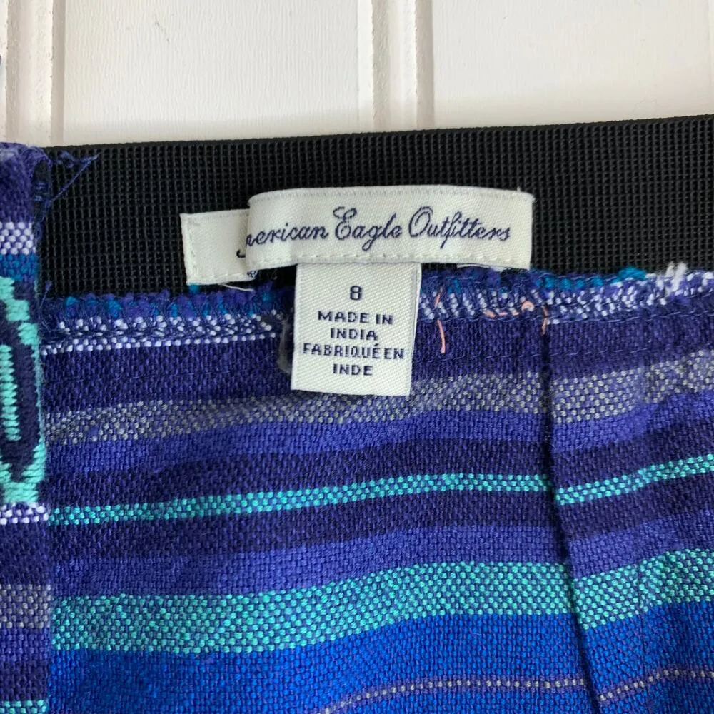 American Eagle Blue Purple Aztec Blanket Pattern Mini Skirt Sz 8 - Image 3