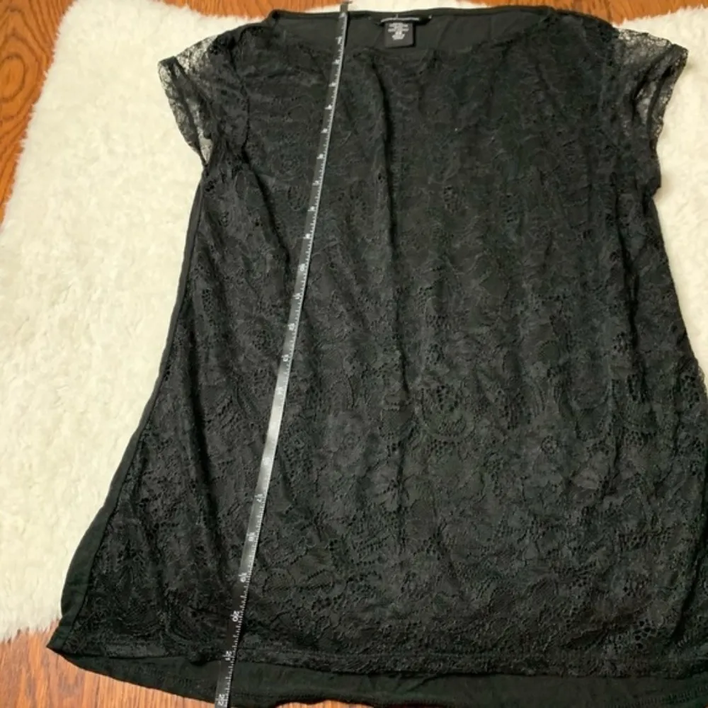 Vintage Y2K Victoria's Secret Black Lace Short Sleeve Crewneck T-Shirt Size XS - Image 7